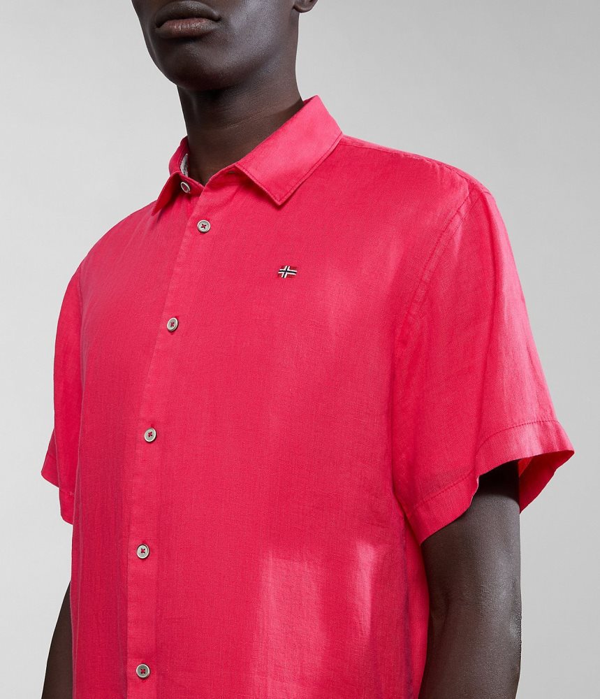 Camasa Barbati Napapijri Linen Short Sleeve Shirt Rosii | QPY510927