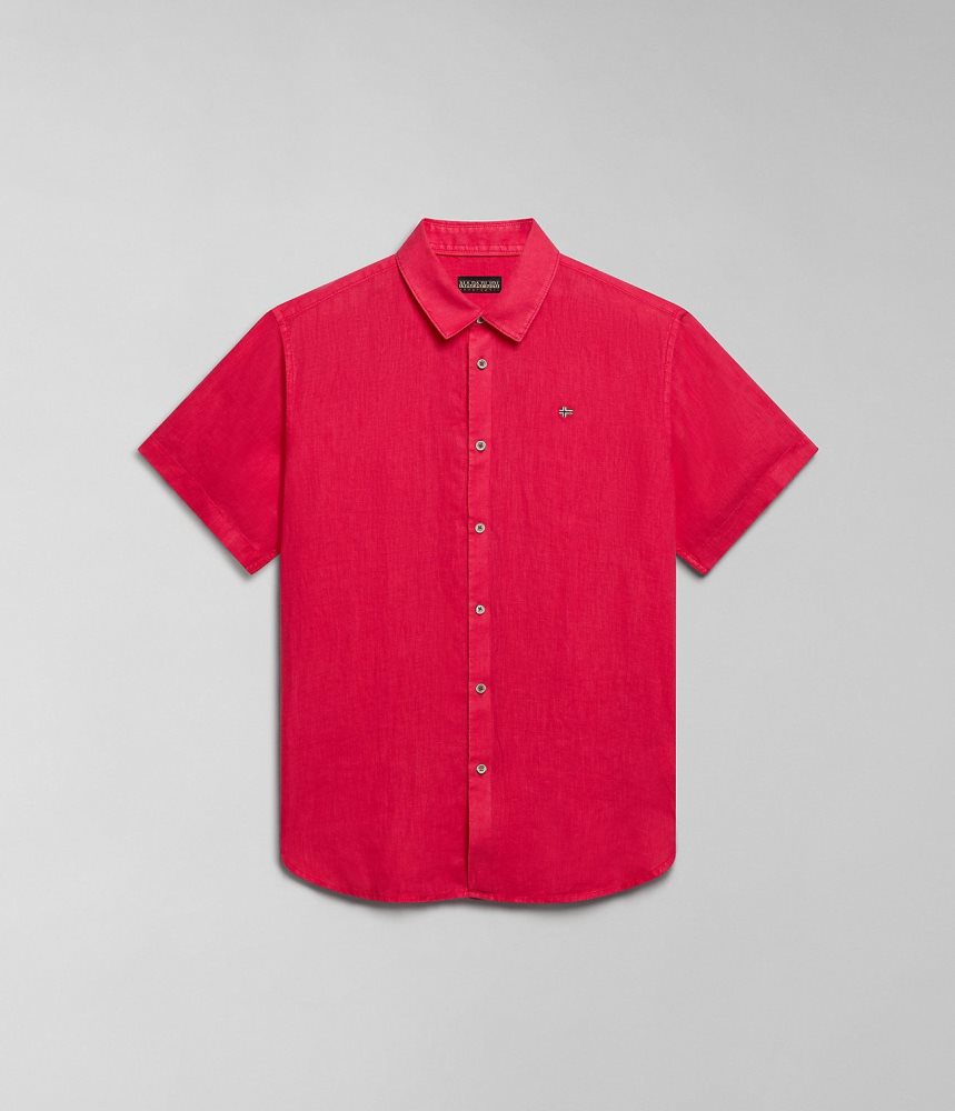 Camasa Barbati Napapijri Linen Short Sleeve Shirt Rosii | QPY510927