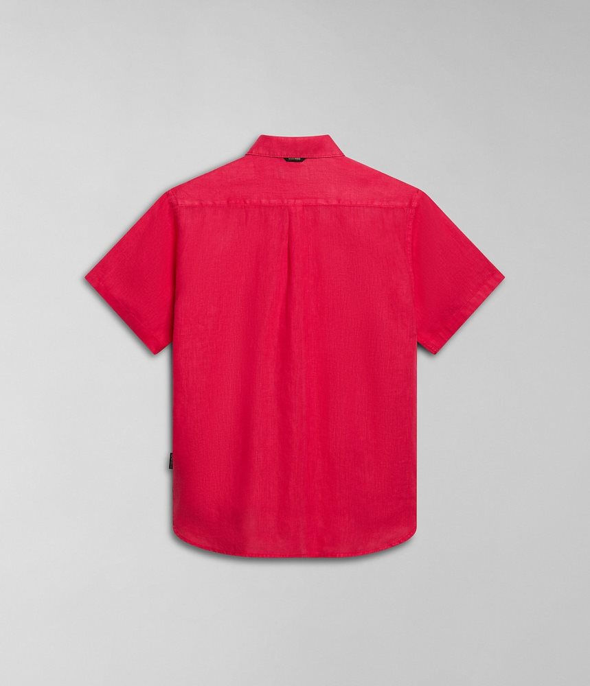 Camasa Barbati Napapijri Linen Short Sleeve Shirt Rosii | QPY510927
