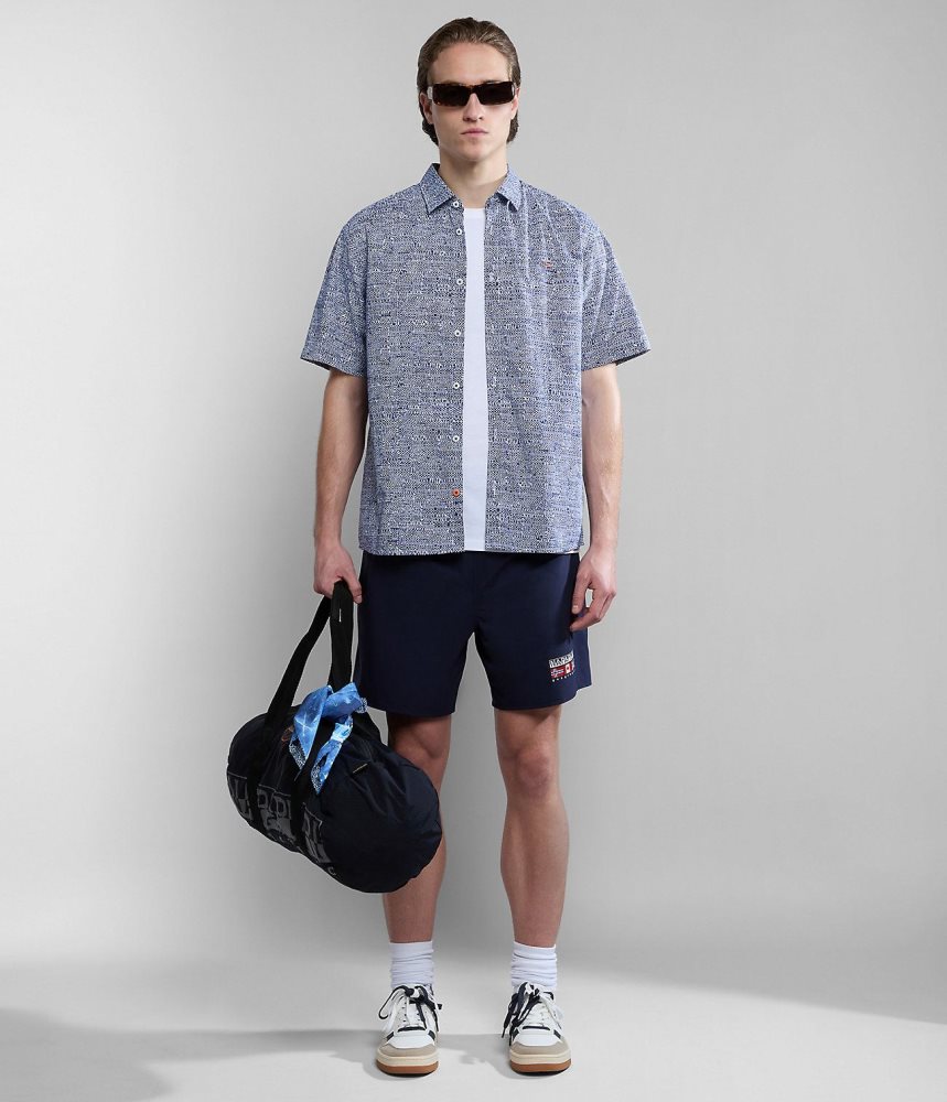 Camasa Barbati Napapijri Ronge Short Sleeve Shirt Albastri | MVR053148