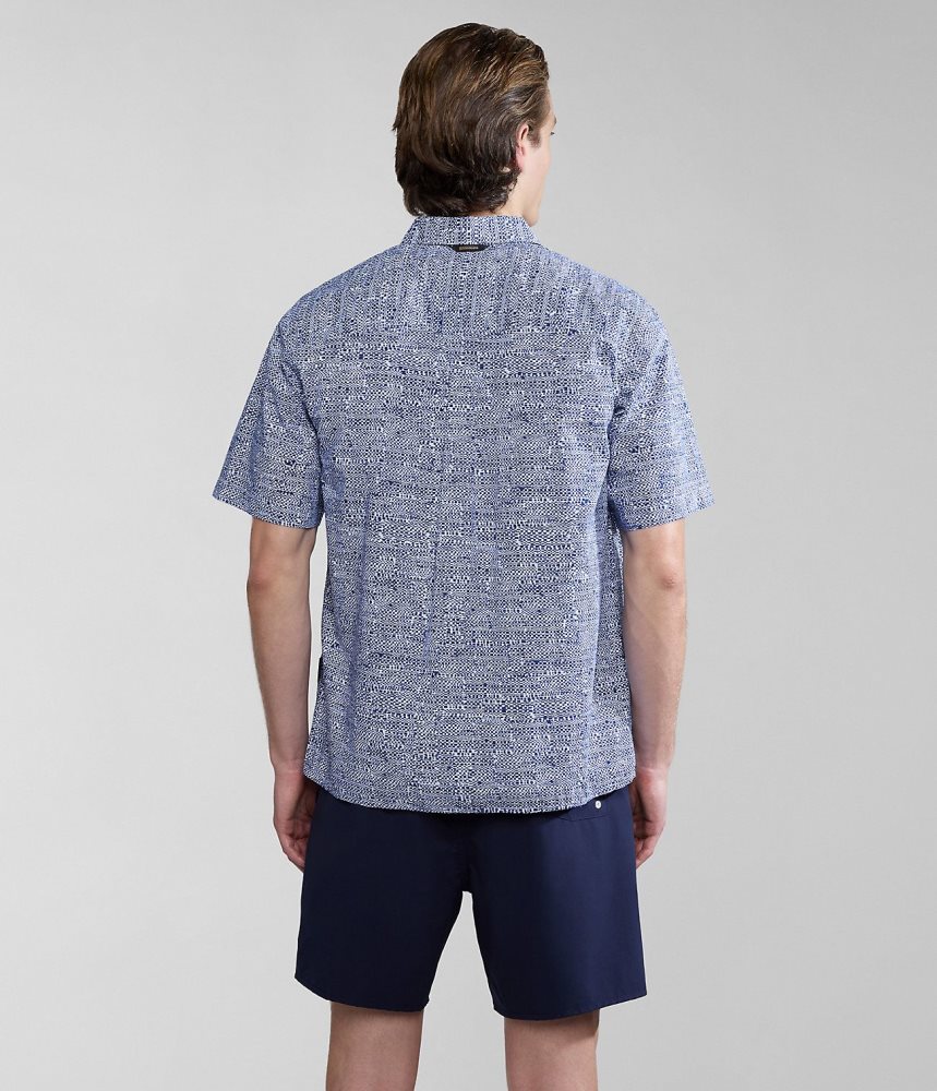 Camasa Barbati Napapijri Ronge Short Sleeve Shirt Albastri | MVR053148