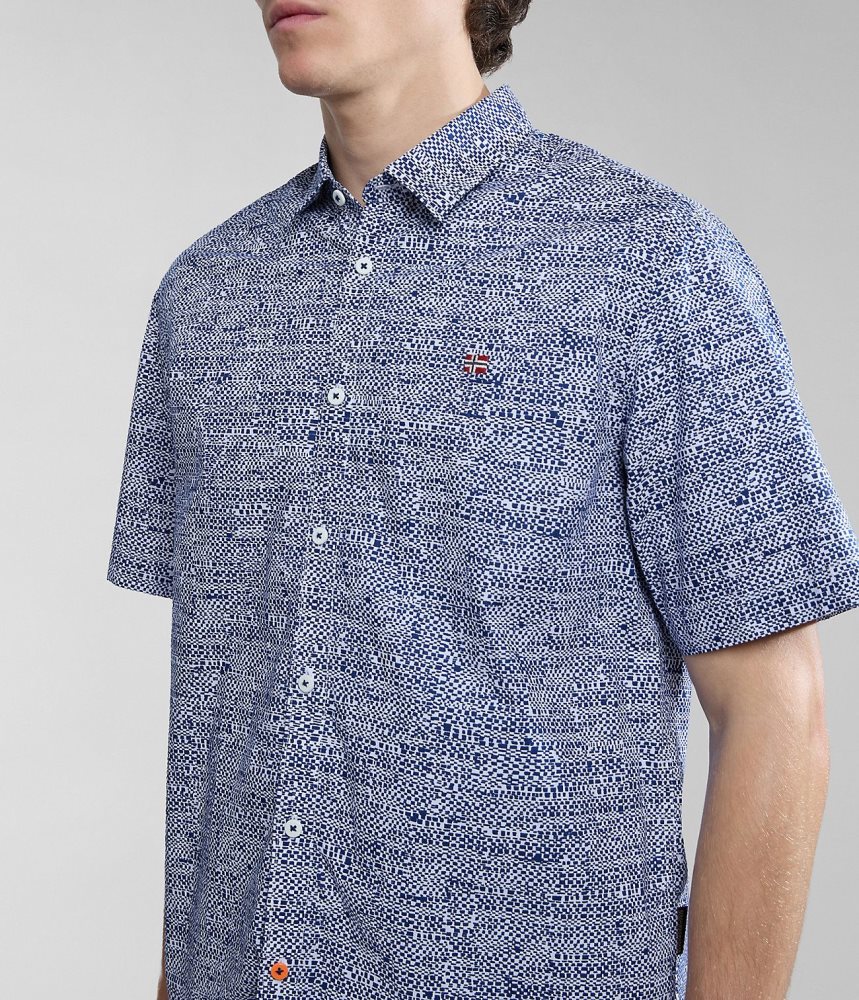 Camasa Barbati Napapijri Ronge Short Sleeve Shirt Albastri | MVR053148