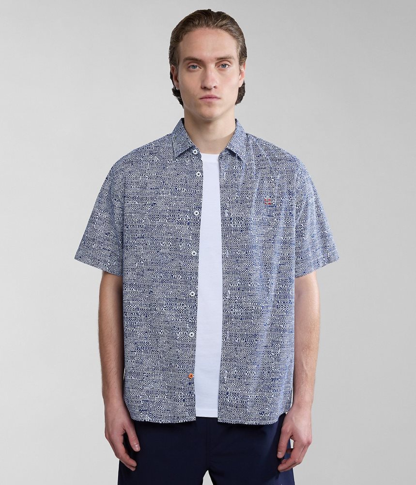 Camasa Barbati Napapijri Ronge Short Sleeve Shirt Albastri | MVR053148