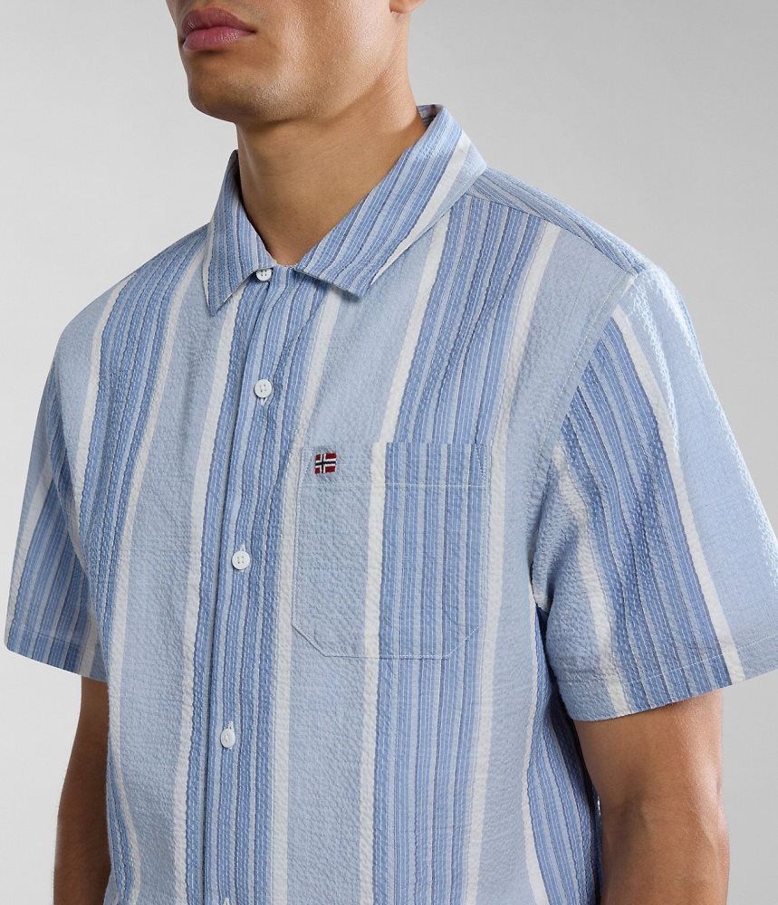 Camasa Barbati Napapijri Tulita Short Sleeve Shirt Albastri | ZJL510764