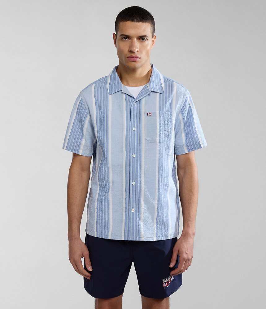 Camasa Barbati Napapijri Tulita Short Sleeve Shirt Albastri | ZJL510764