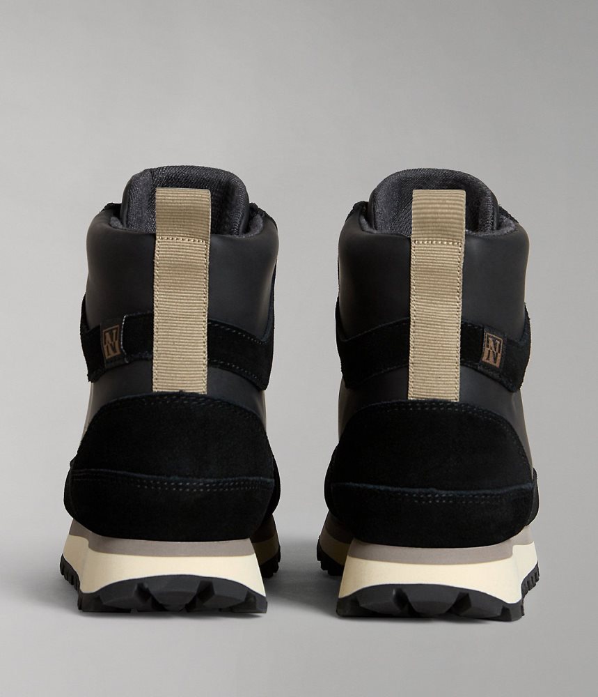 Cizme Dama Napapijri Snowrun Leather City Boots Negrii | FOD345786