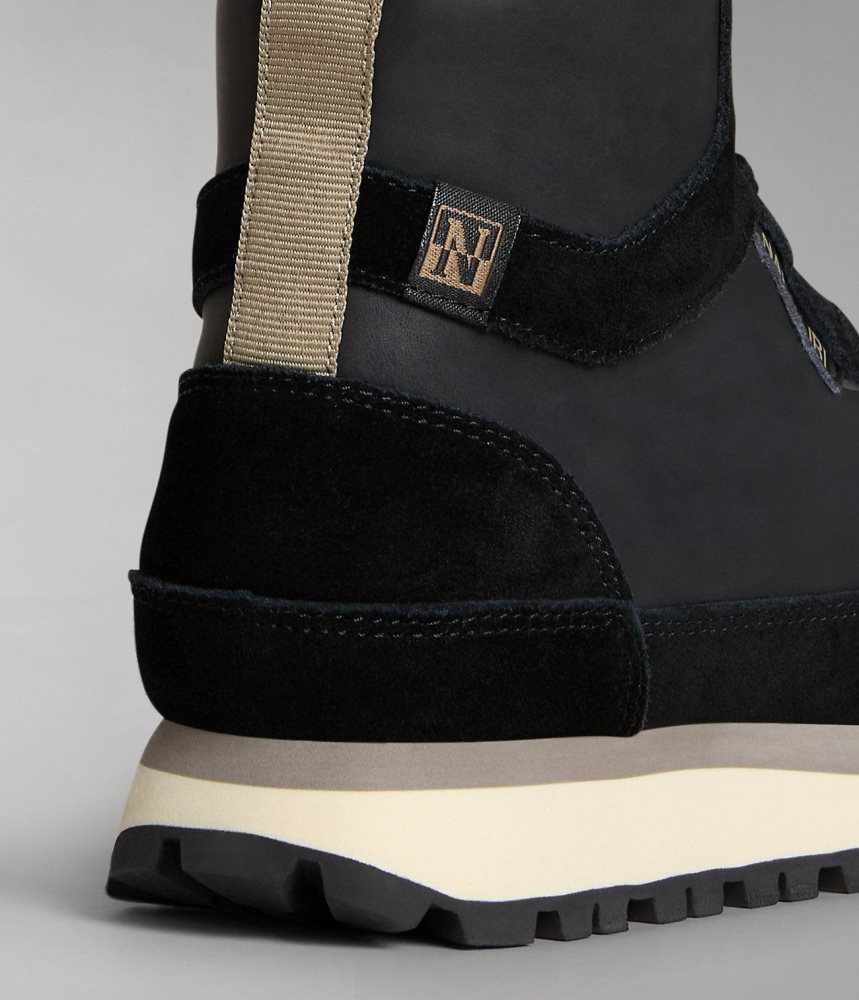 Cizme Dama Napapijri Snowrun Leather City Boots Negrii | FOD345786