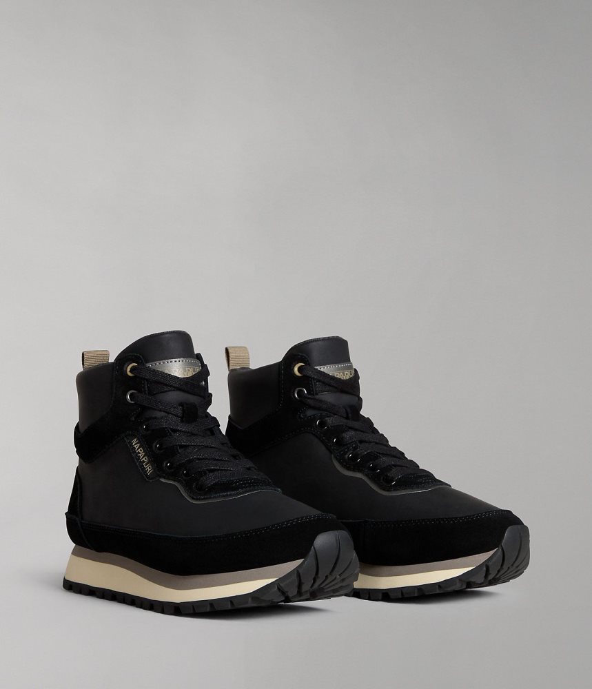 Cizme Dama Napapijri Snowrun Leather City Boots Negrii | FOD345786