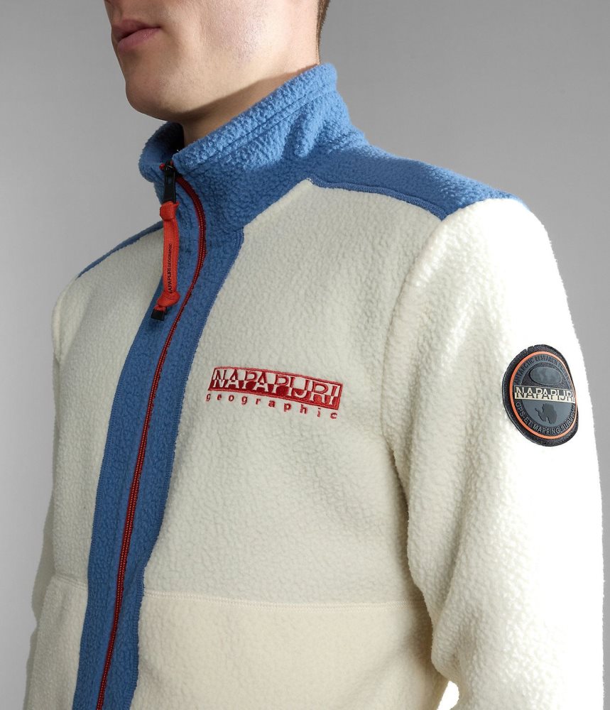 Fleece Barbati Napapijri Anderby Full-Zip Fleece Albi | CTV107269
