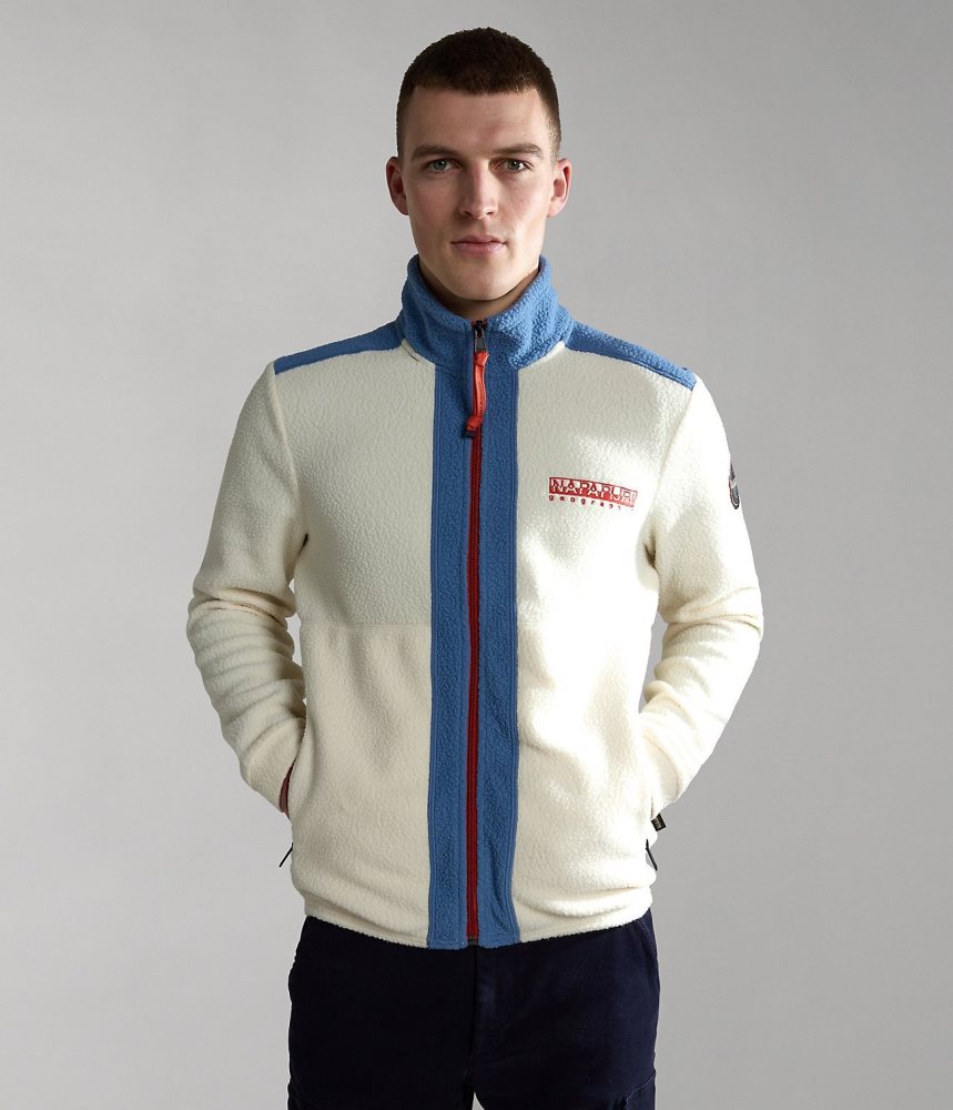 Fleece Barbati Napapijri Anderby Full-Zip Fleece Albi | CTV107269