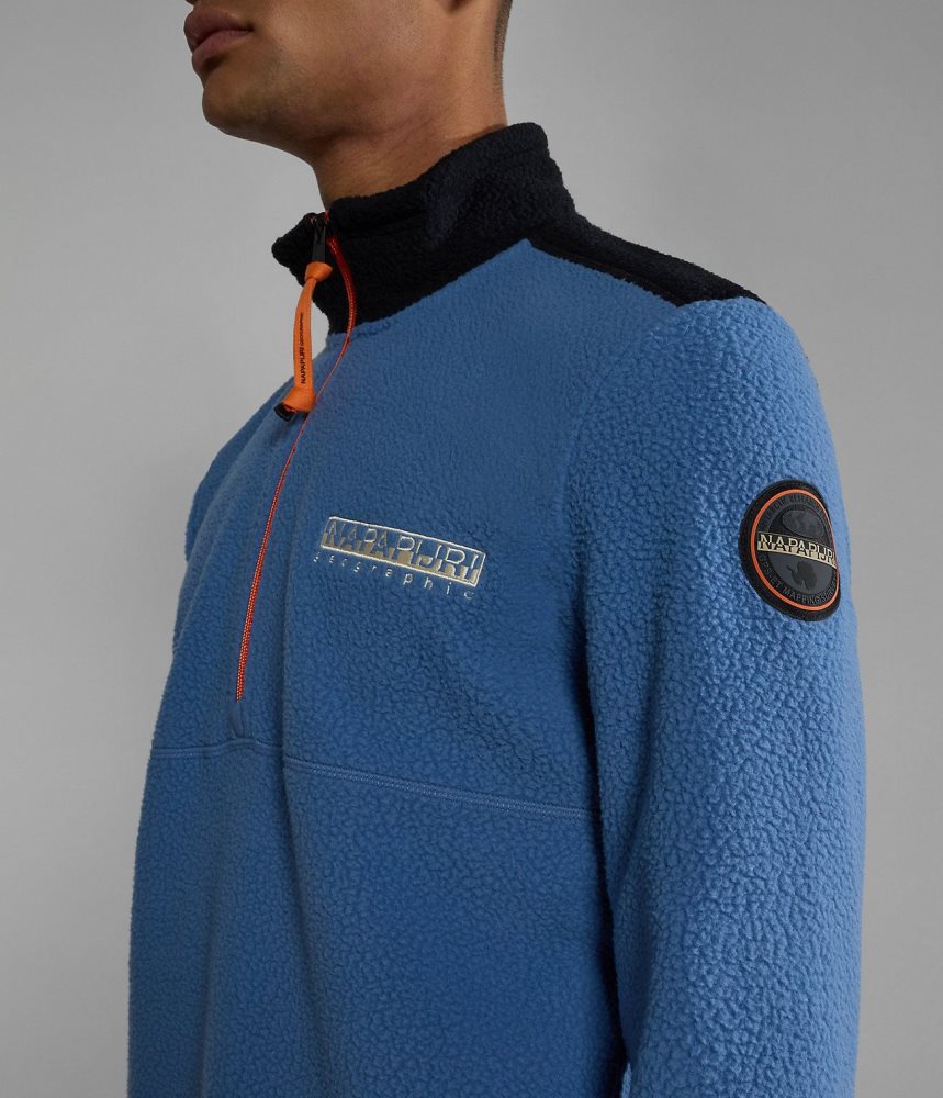 Fleece Barbati Napapijri Anderby Half-Zip Fleece Albastri | YLQ942503