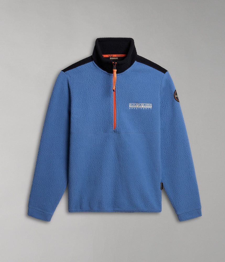 Fleece Barbati Napapijri Anderby Half-Zip Fleece Albastri | YLQ942503