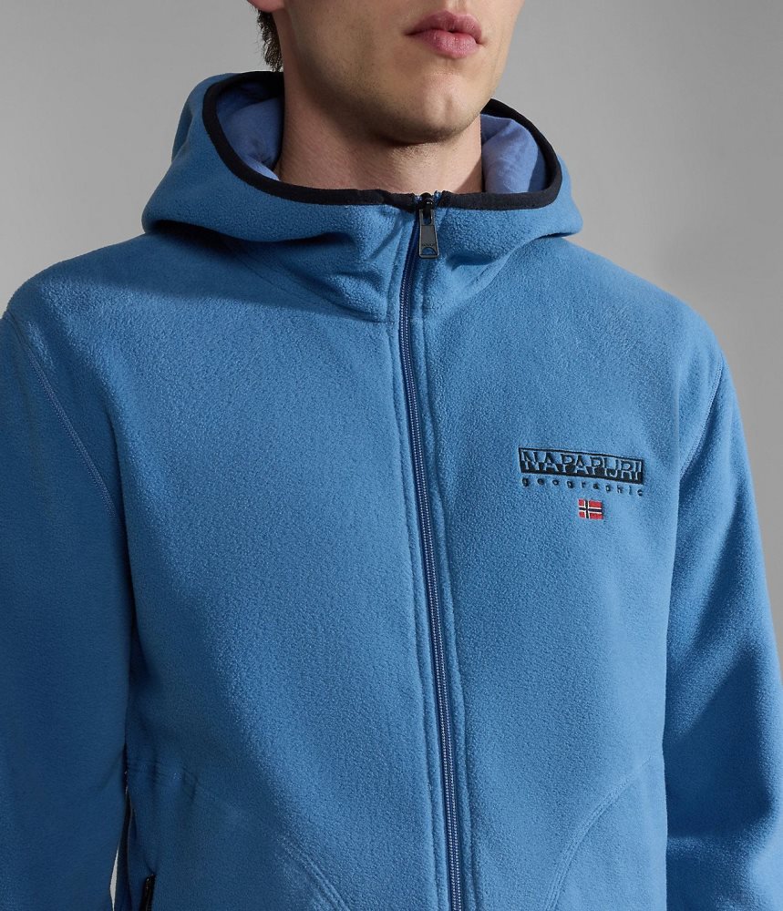 Fleece Barbati Napapijri Ayas Full-Zip Fleece Hoodie Albastri | QJM738651