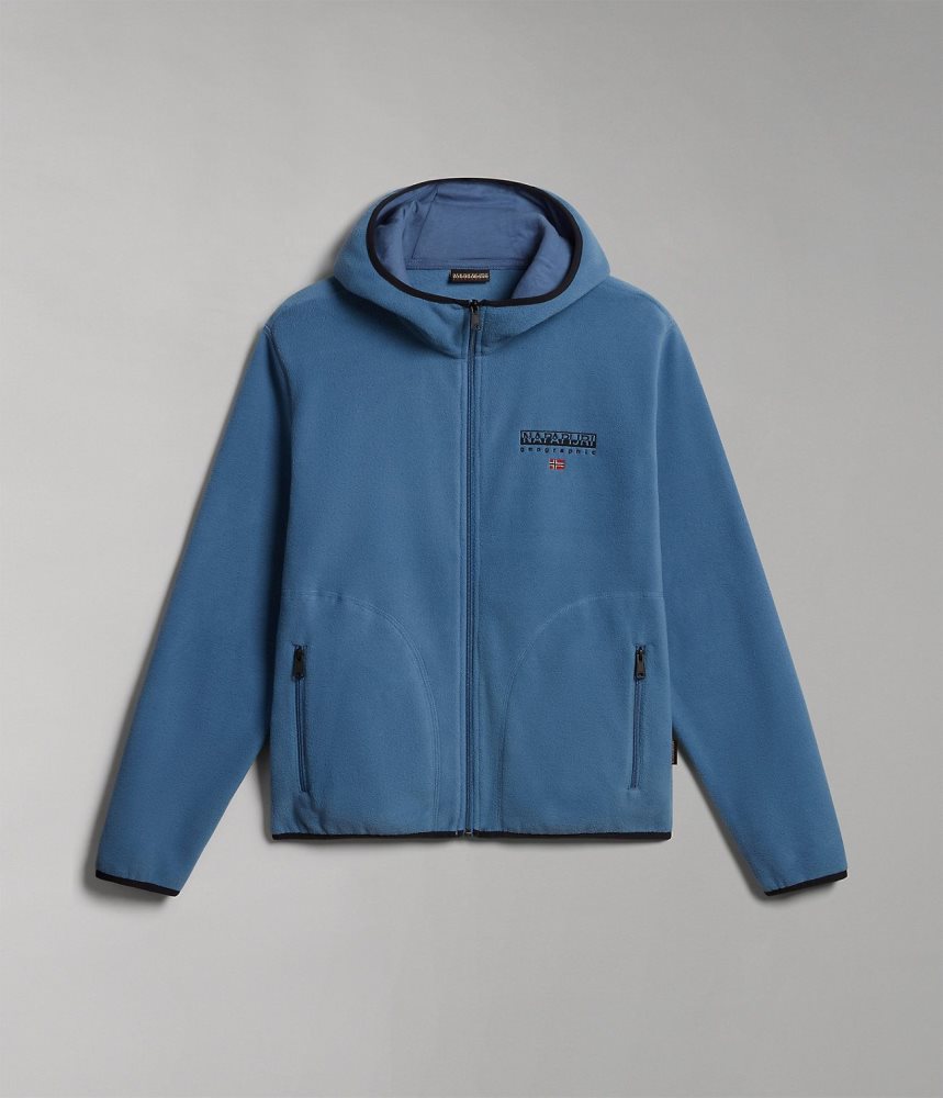 Fleece Barbati Napapijri Ayas Full-Zip Fleece Hoodie Albastri | QJM738651