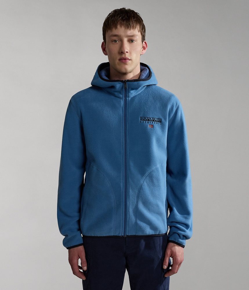 Fleece Barbati Napapijri Ayas Full-Zip Fleece Hoodie Albastri | QJM738651