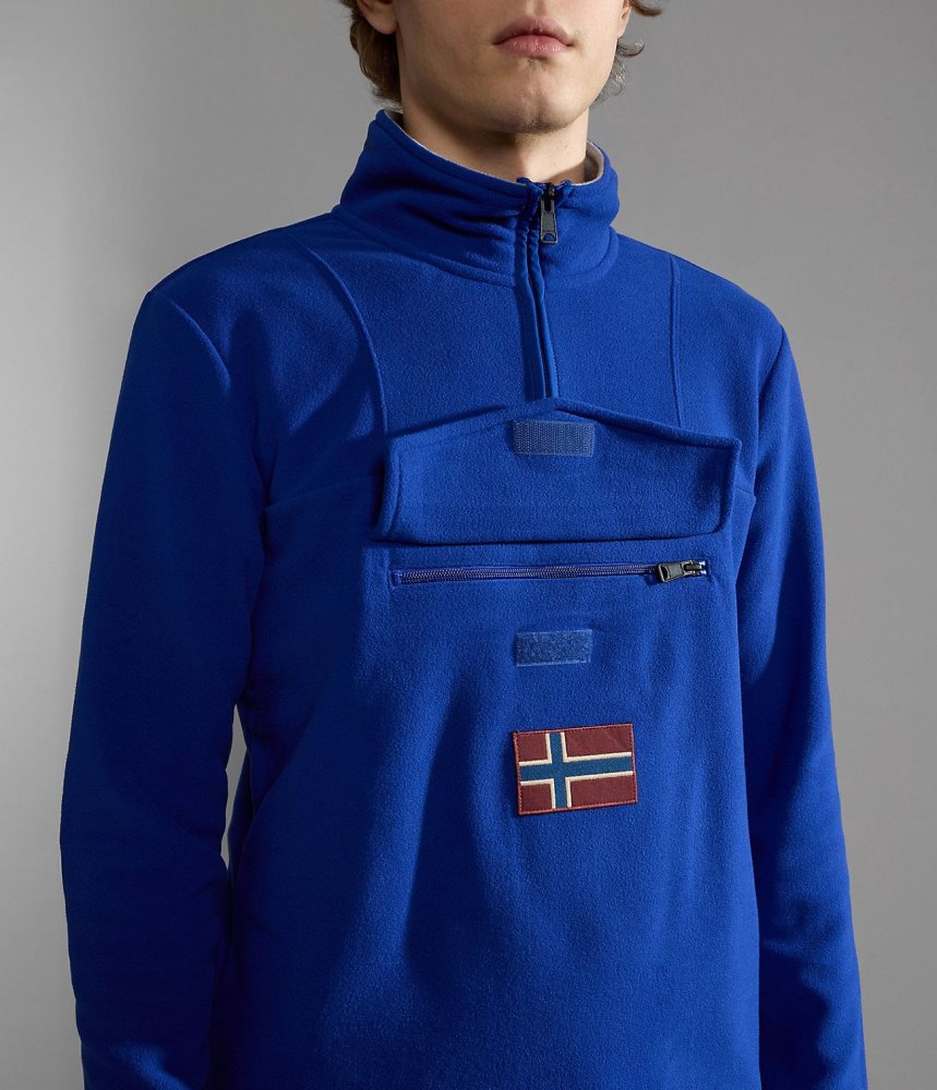 Fleece Barbati Napapijri Burgee Half-Zip Fleece Albastri | NOF482507