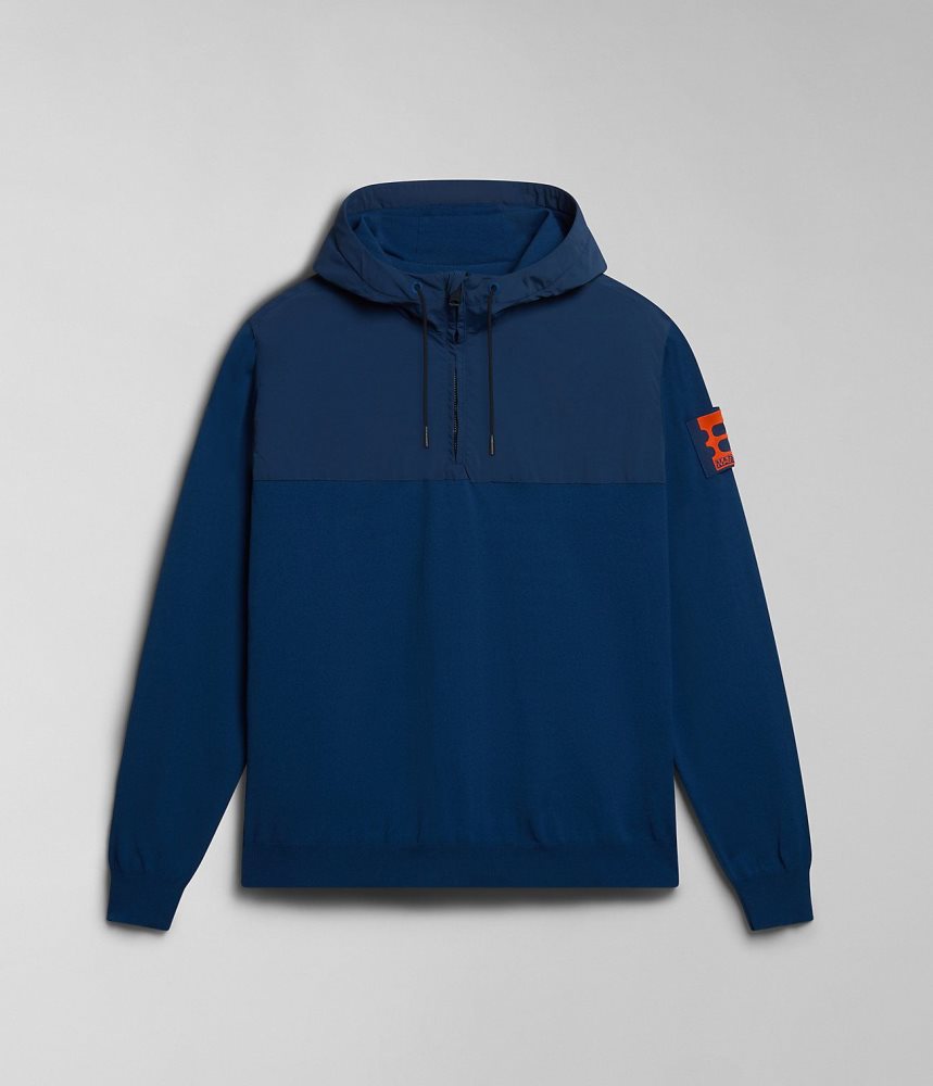 Hanorac cu Gluga Barbati Napapijri Circular Hoodie by Moreno Ferrari Albastri Inchis | NVY453716