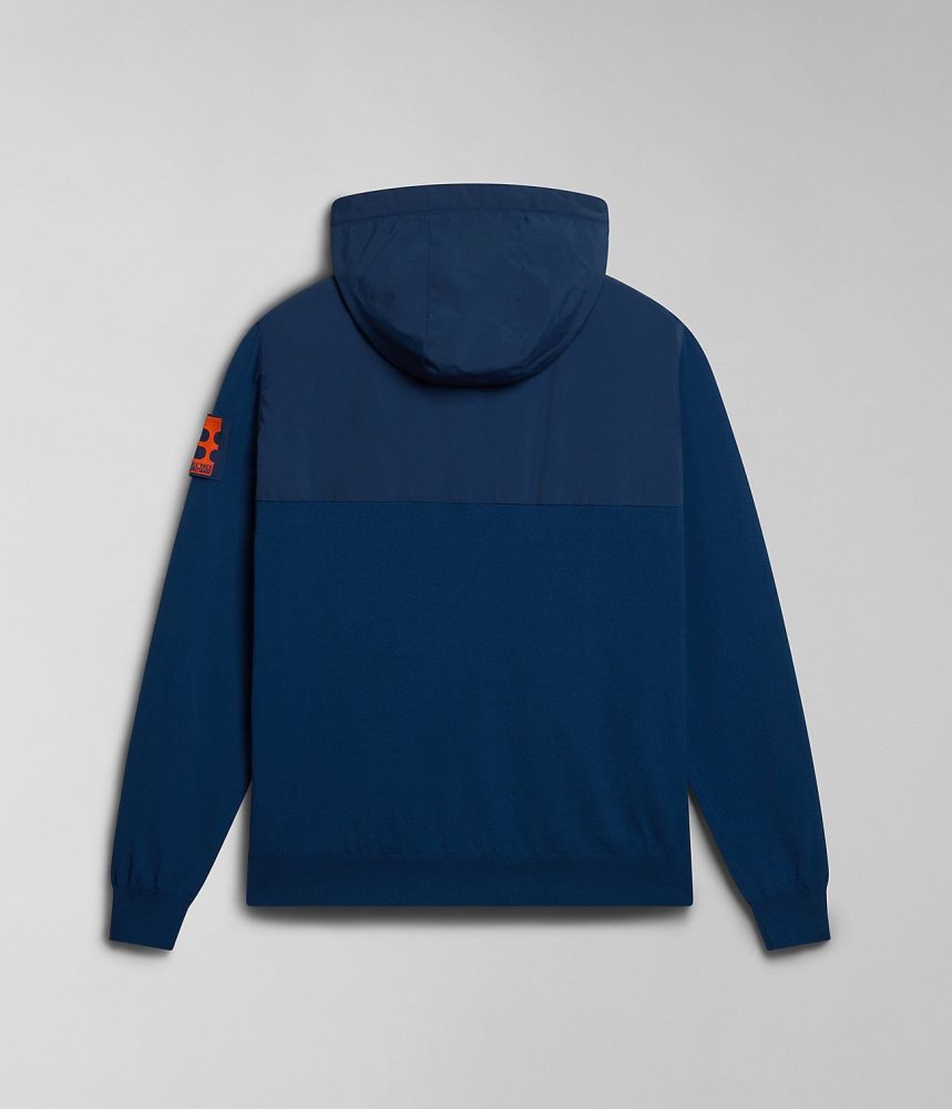 Hanorac cu Gluga Barbati Napapijri Circular Hoodie by Moreno Ferrari Albastri Inchis | NVY453716