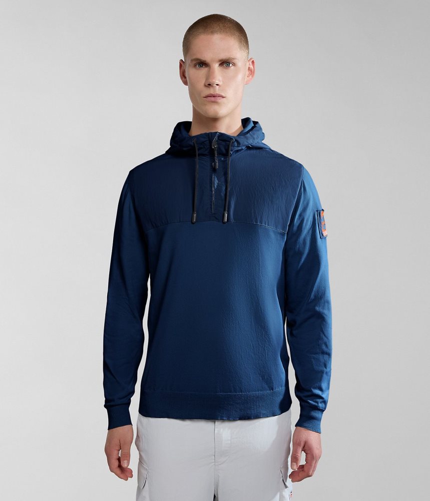 Hanorac cu Gluga Barbati Napapijri Circular Hoodie by Moreno Ferrari Albastri Inchis | NVY453716