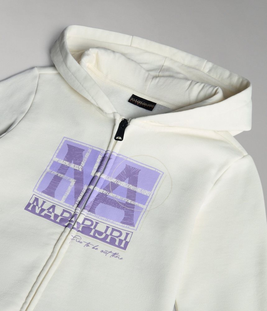 Hanorac cu Gluga Copii Napapijri Brunt Full-Zip Hoodie (4-16 YEARS) Albi | UEH208754