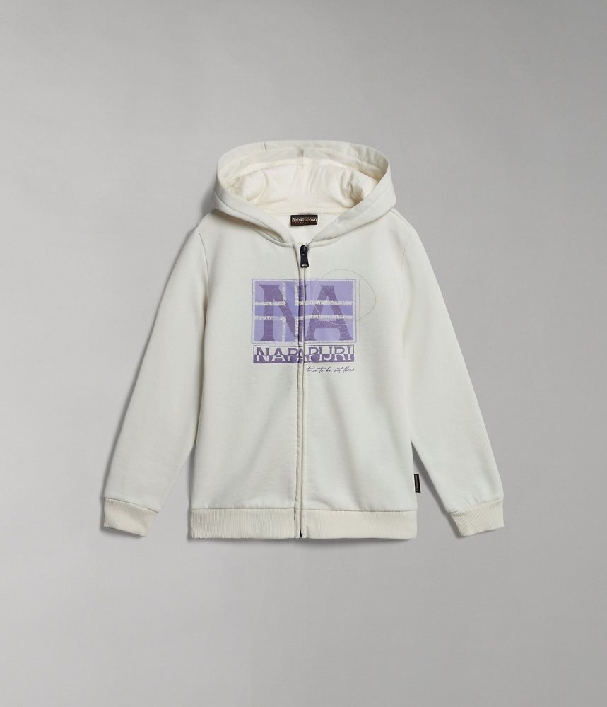 Hanorac cu Gluga Copii Napapijri Brunt Full-Zip Hoodie (4-16 YEARS) Albi | UEH208754