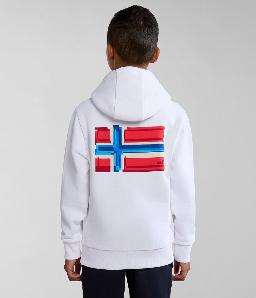Hanorac cu Gluga Copii Napapijri Liard Hoodie (4-16 YEARS) Albi | VWN541063