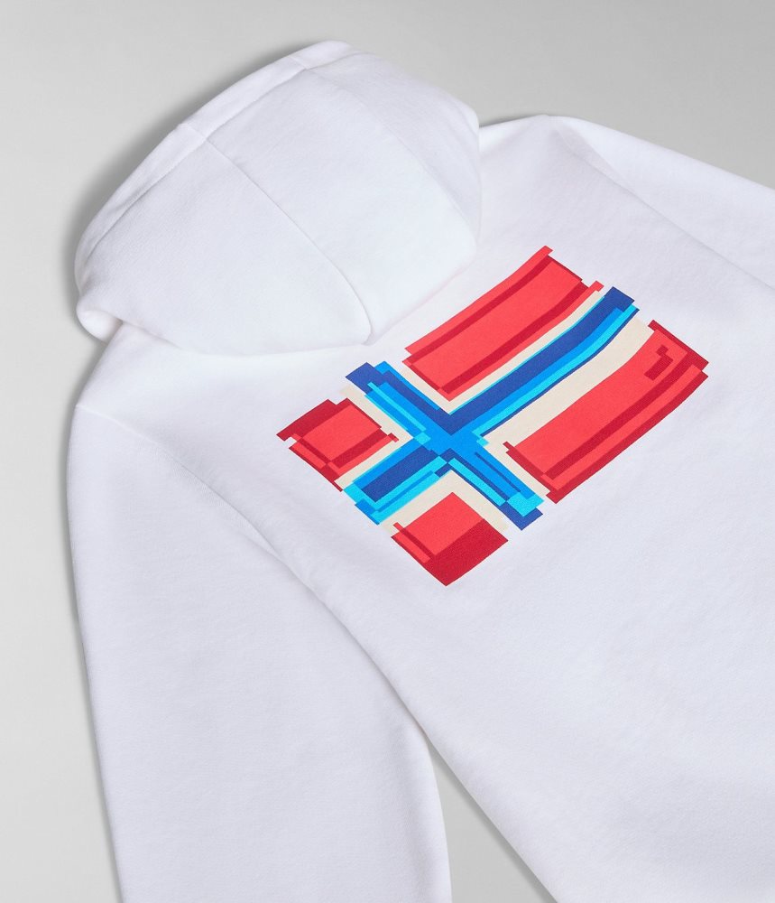 Hanorac cu Gluga Copii Napapijri Liard Hoodie (4-16 YEARS) Albi | VWN541063