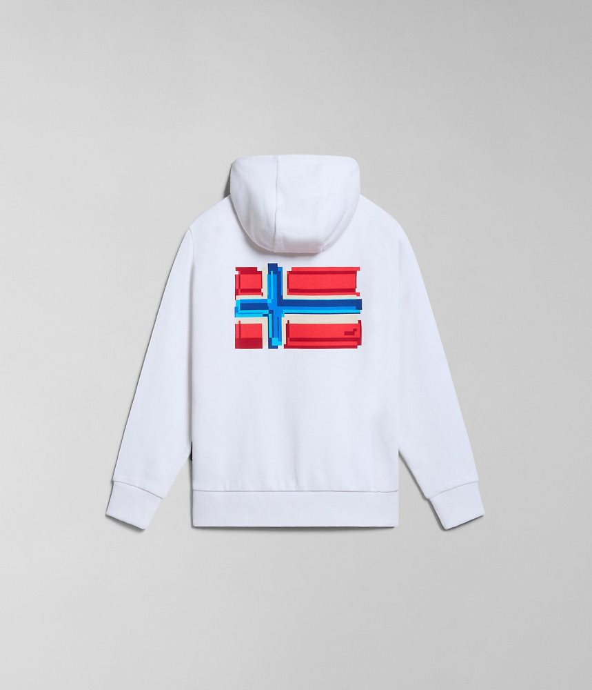 Hanorac cu Gluga Copii Napapijri Liard Hoodie (4-16 YEARS) Albi | VWN541063