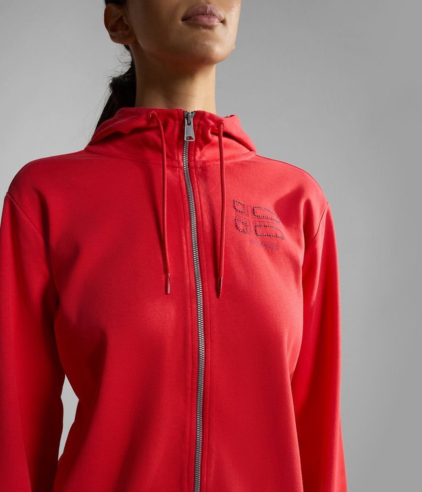 Hanorac cu Gluga Dama Napapijri Ibarra Full-Zip Hoodie Rosii | FZS801453