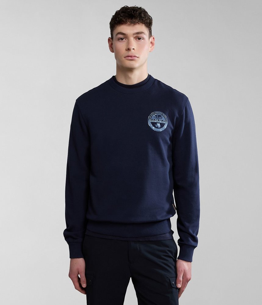 Hanorace Barbati Napapijri Bollo Summer Sweatshirt Albastri Inchis | XHU395162