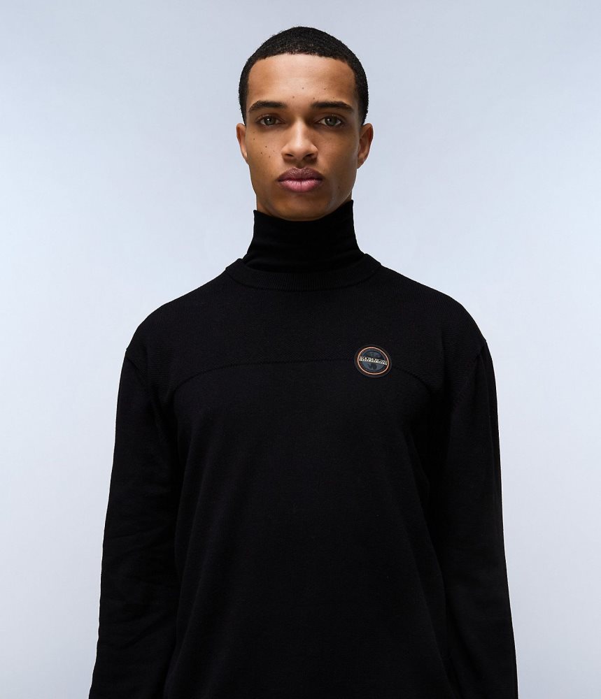 Jumpers Barbati Napapijri Derri Crew Neck Jumper Negrii | HRG829653