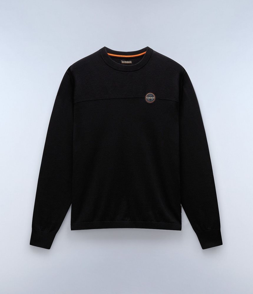 Jumpers Barbati Napapijri Derri Crew Neck Jumper Negrii | HRG829653