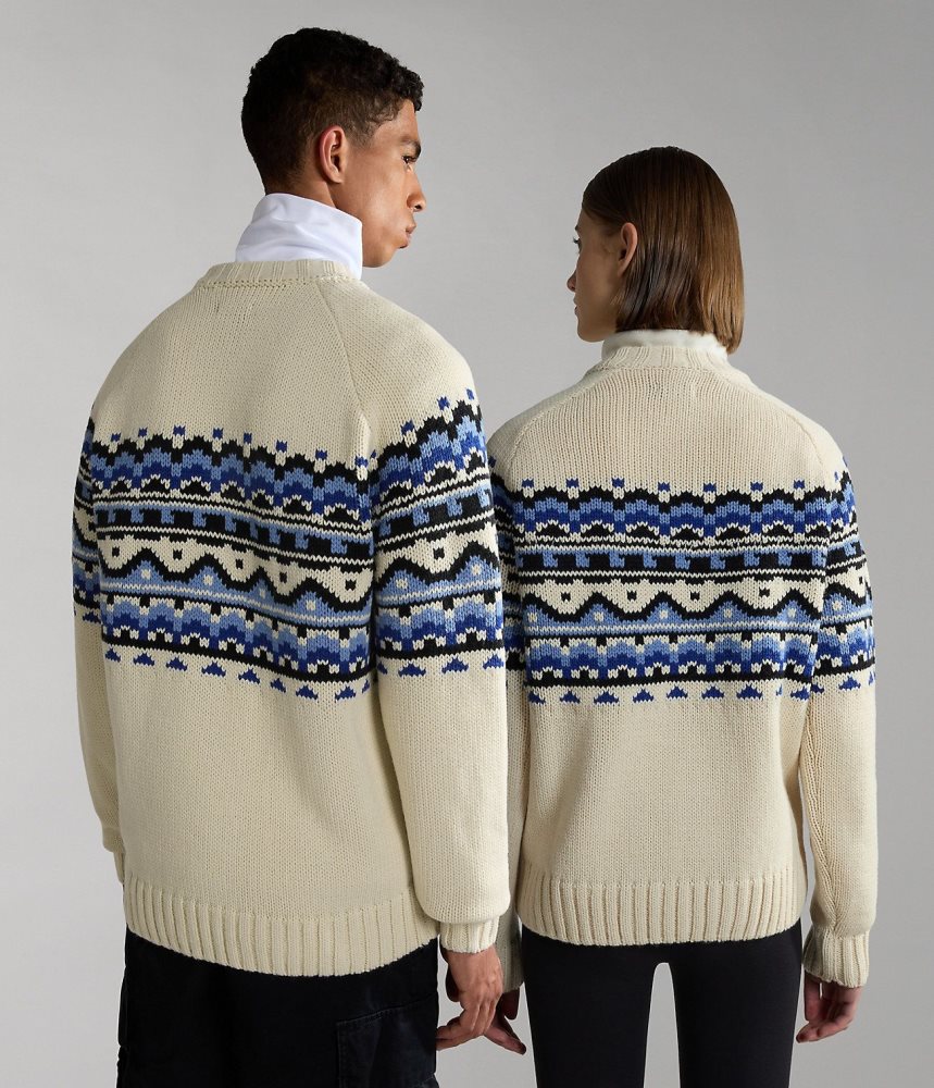 Jumpers Barbati Napapijri Horlick Crew Neck Jumper Albi | UWY931650