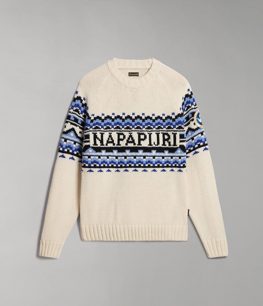 Jumpers Barbati Napapijri Horlick Crew Neck Jumper Albi | UWY931650