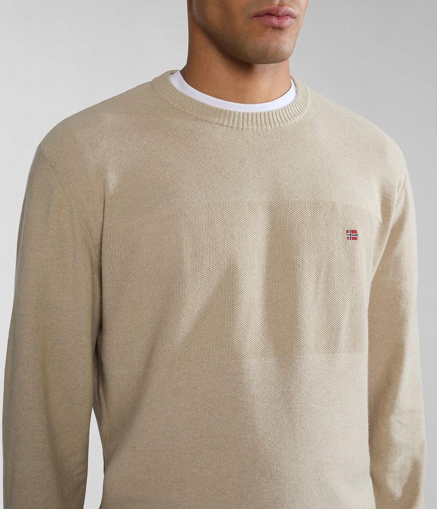 Jumpers Barbati Napapijri Linen Jumper Bej | YTI642873