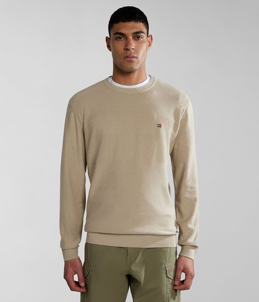 Jumpers Barbati Napapijri Linen Jumper Bej | YTI642873