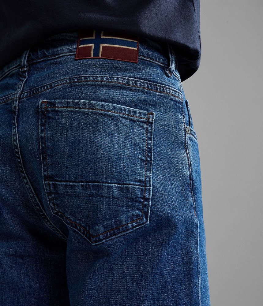 Pantaloni Chino Barbati Napapijri Solveig Denim Albastri | SVM468970