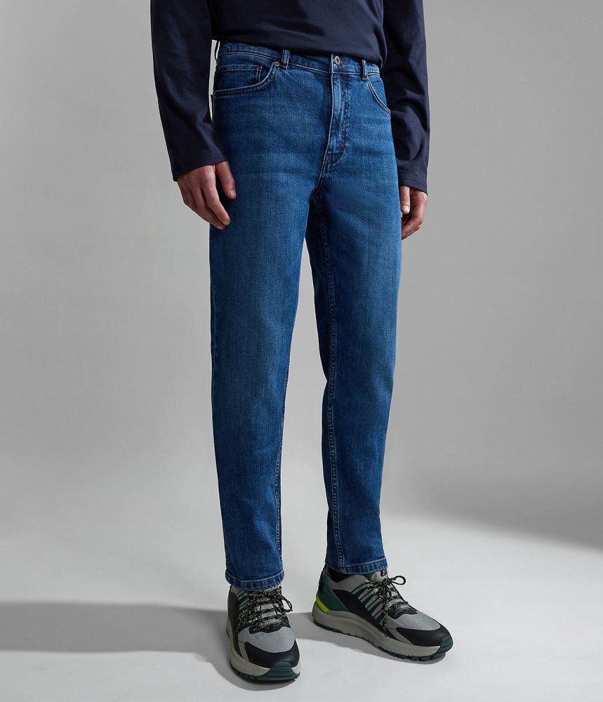 Pantaloni Chino Barbati Napapijri Solveig Denim Albastri | SVM468970