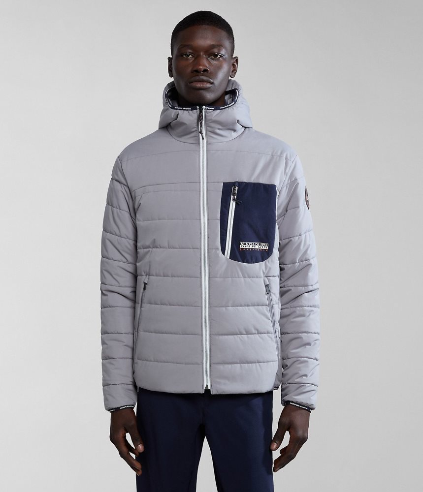 Short Jackets Barbati Napapijri Huron Packable Puffer Jacket Gri | UGE076931