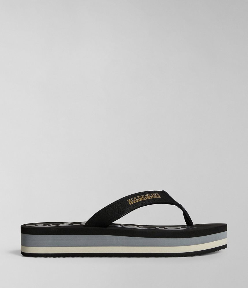 Slapi Dama Napapijri Stick Flip-Flops Negrii | JEI712546