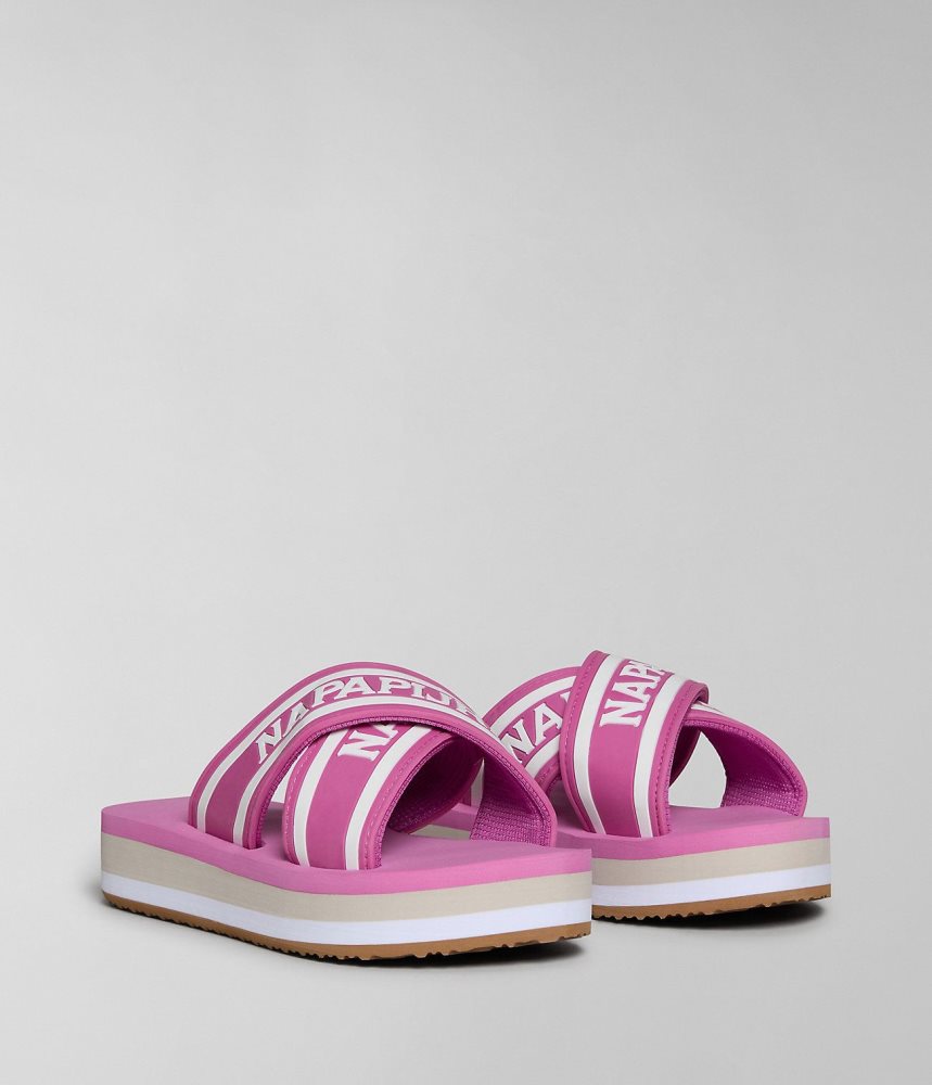 Slapi Dama Napapijri Stick Sliders Roz | TWQ790538