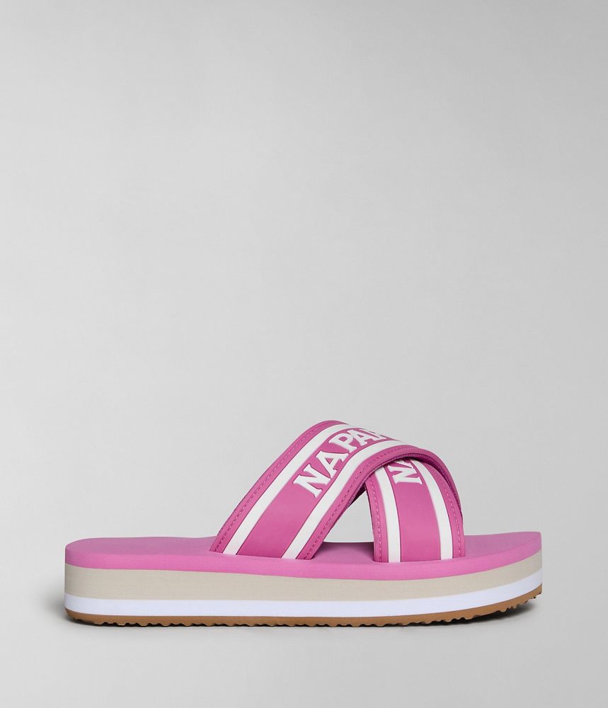 Slapi Dama Napapijri Stick Sliders Roz | TWQ790538