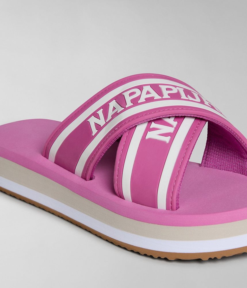 Slapi Dama Napapijri Stick Sliders Roz | TWQ790538