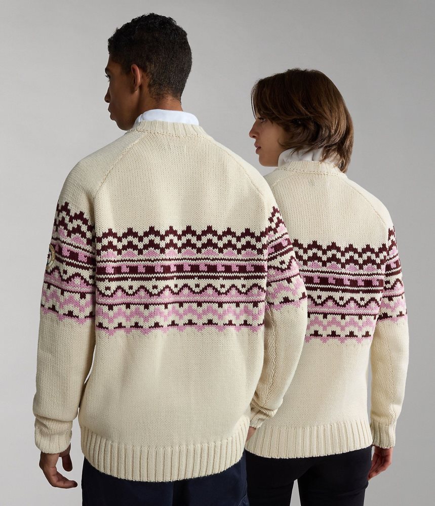 Tricotaje Dama Napapijri Horlick Crew Neck Jumper Albi Bej | OTL139476
