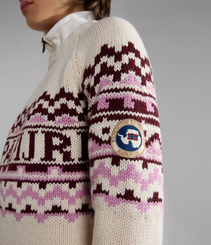 Tricotaje Dama Napapijri Horlick Crew Neck Jumper Albi Bej | OTL139476