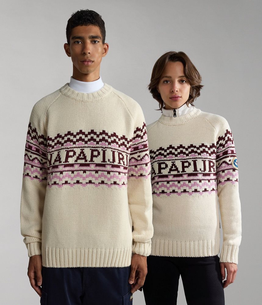 Tricotaje Dama Napapijri Horlick Crew Neck Jumper Albi Bej | OTL139476