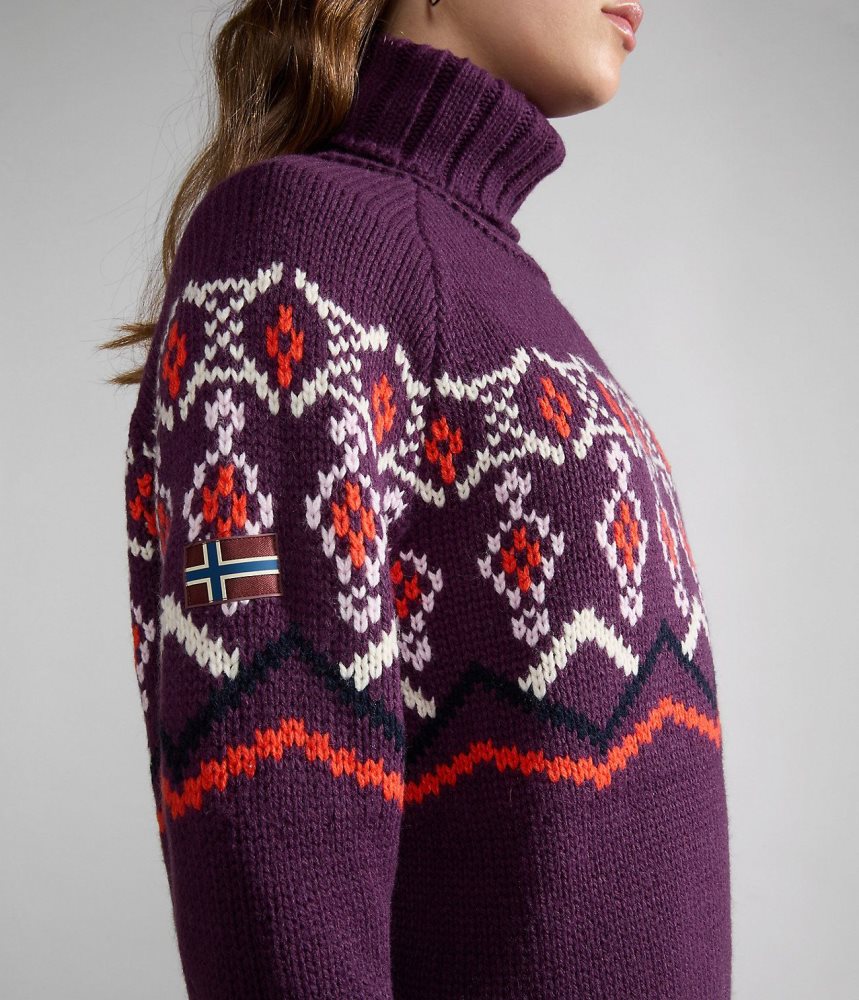 Tricotaje Dama Napapijri Nathaniel Turtleneck Jumper Violet | NOF362918
