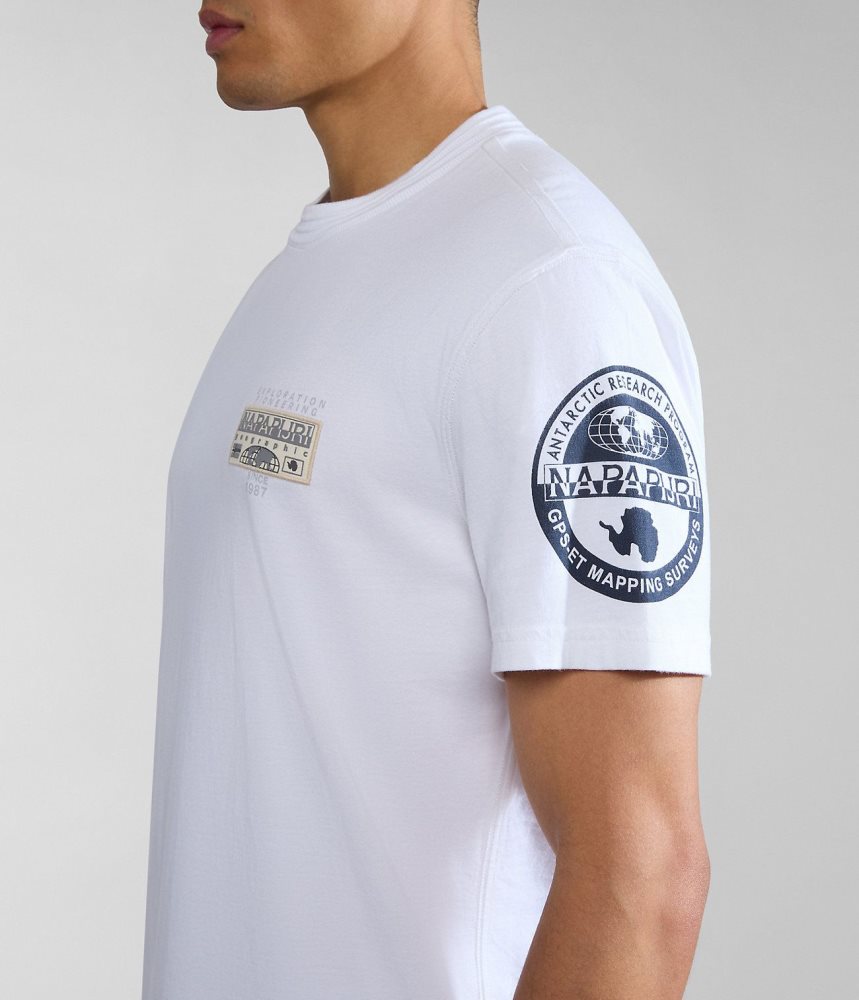 Tricouri Barbati Napapijri Amundsen Short Sleeve T-Shirt Albi | GCH082167
