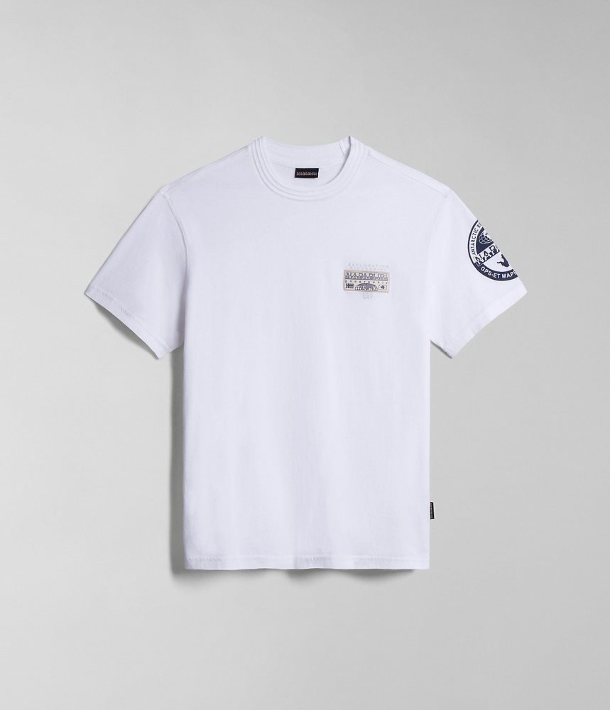 Tricouri Barbati Napapijri Amundsen Short Sleeve T-Shirt Albi | GCH082167