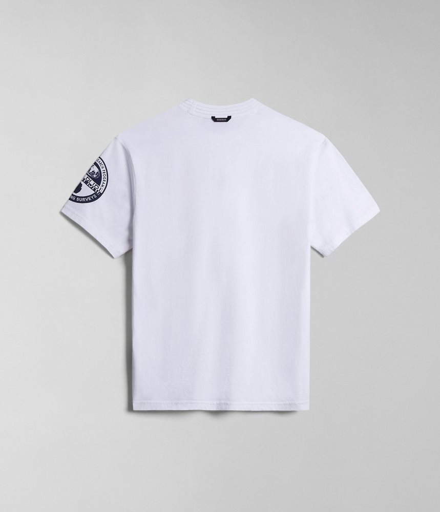 Tricouri Barbati Napapijri Amundsen Short Sleeve T-Shirt Albi | GCH082167